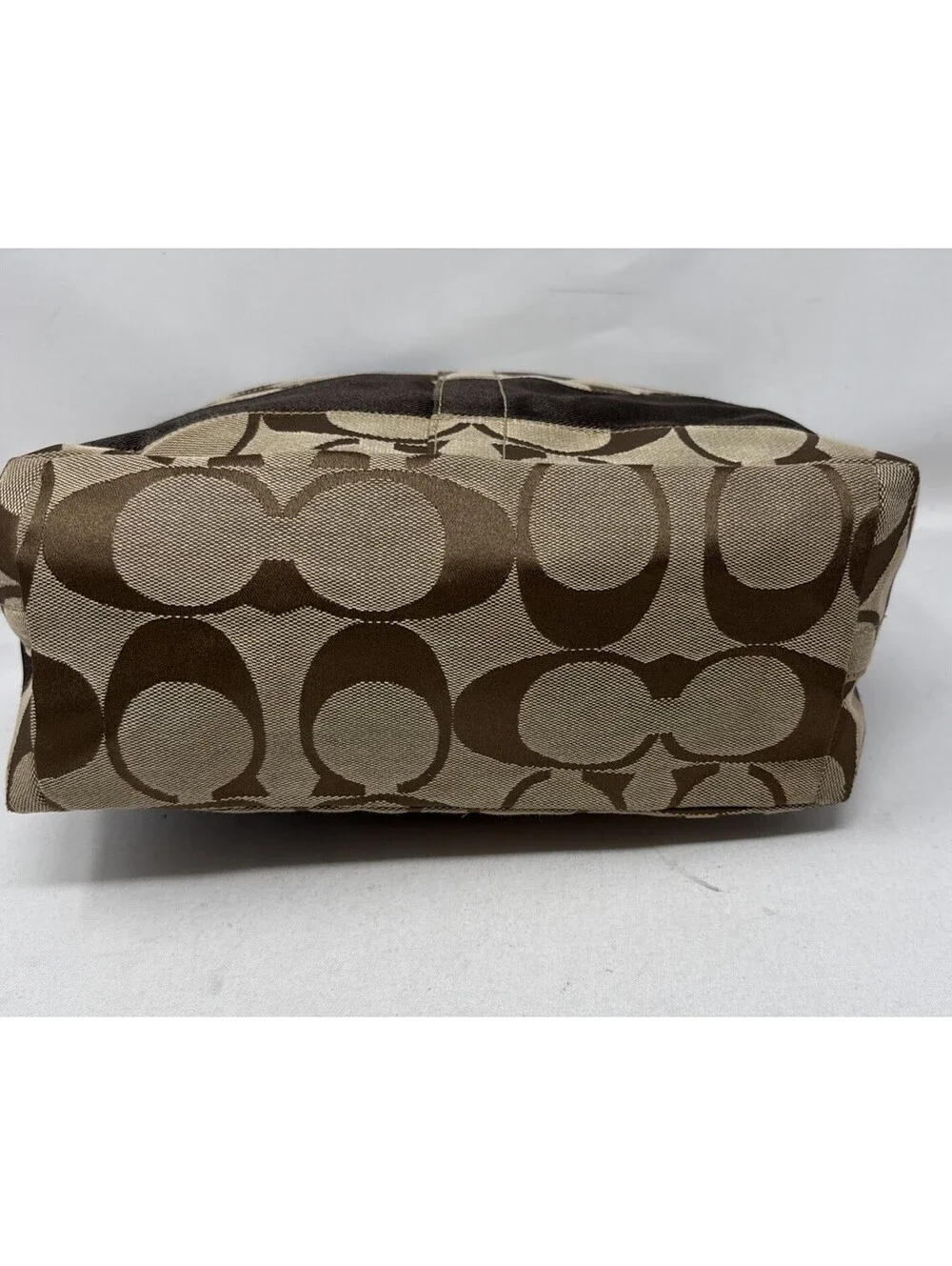 Coach F13674 Canvas Leather Brown Signature Shoulder Bag